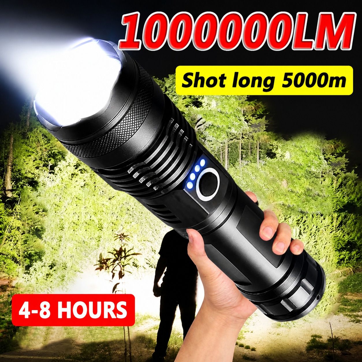 hymasa 100W Rechargeable LED Torch Light, Zoomable Focus, Emergency Outdoor Torch-picture-28