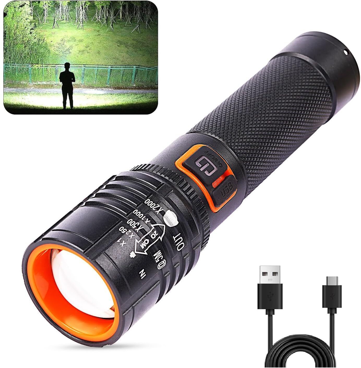 Torch, Aircraft Aluminum Body, Telescopic Zoom, Water Resistant Flashlight Torch-image-44