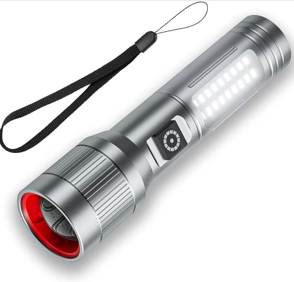 Rechargeable LED Flashlight High Power 5 Modes, medium / Low/ Sos Mode Cob 12 hrs Torch Emergency Light-image-49