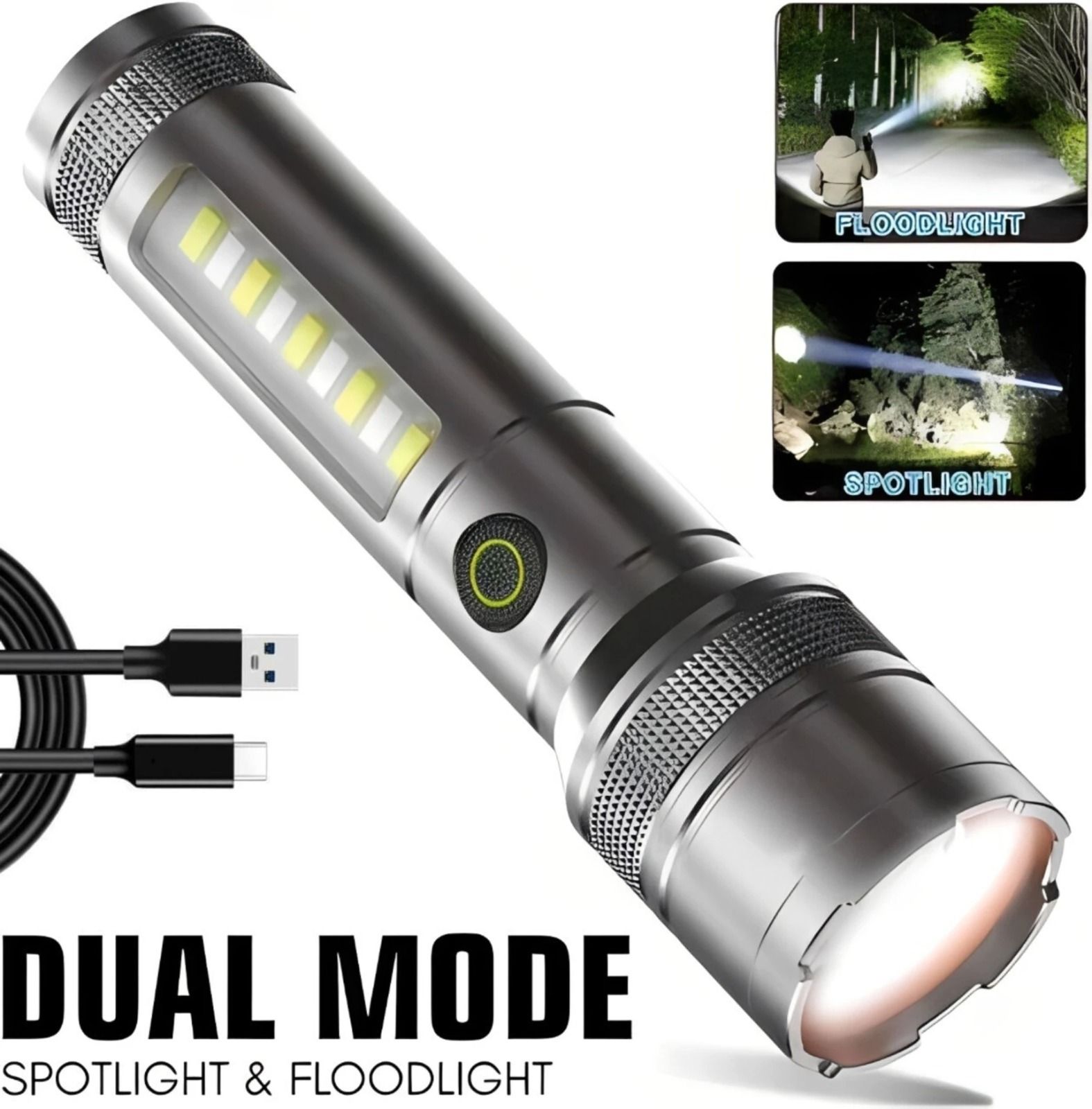 M15 Zoomable Aluminium Body 6 Modes Flashlight, Super Bright 100W 4 hrs Torch Emergency Light-image-38
