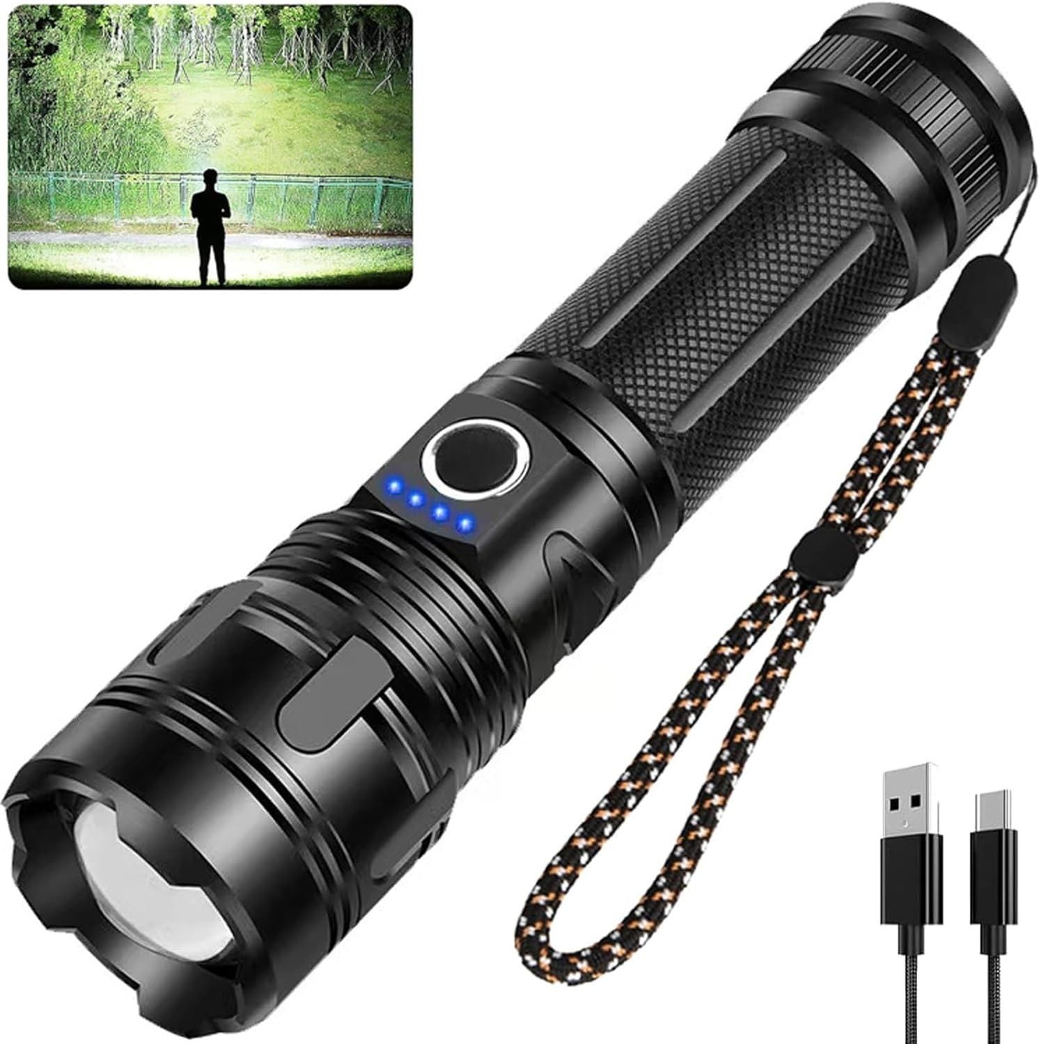 zeno volt AB983 Super Bright LED Tactical Flashlight Rechargeable LED Work Light Torch-picture-12