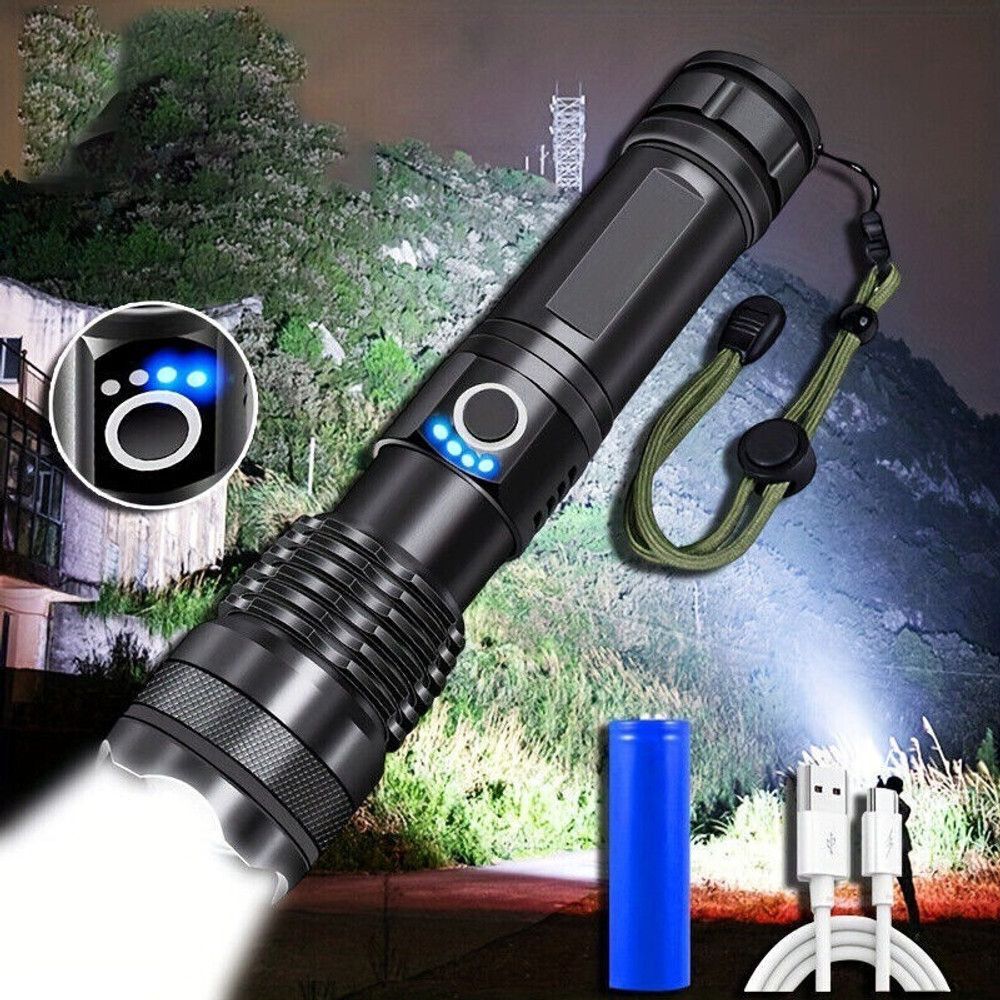 jmall Powefull Ultra-Bright LED Torch 20000 Lumens | Rechargeable Type-C Flashlight Torch-picture-10