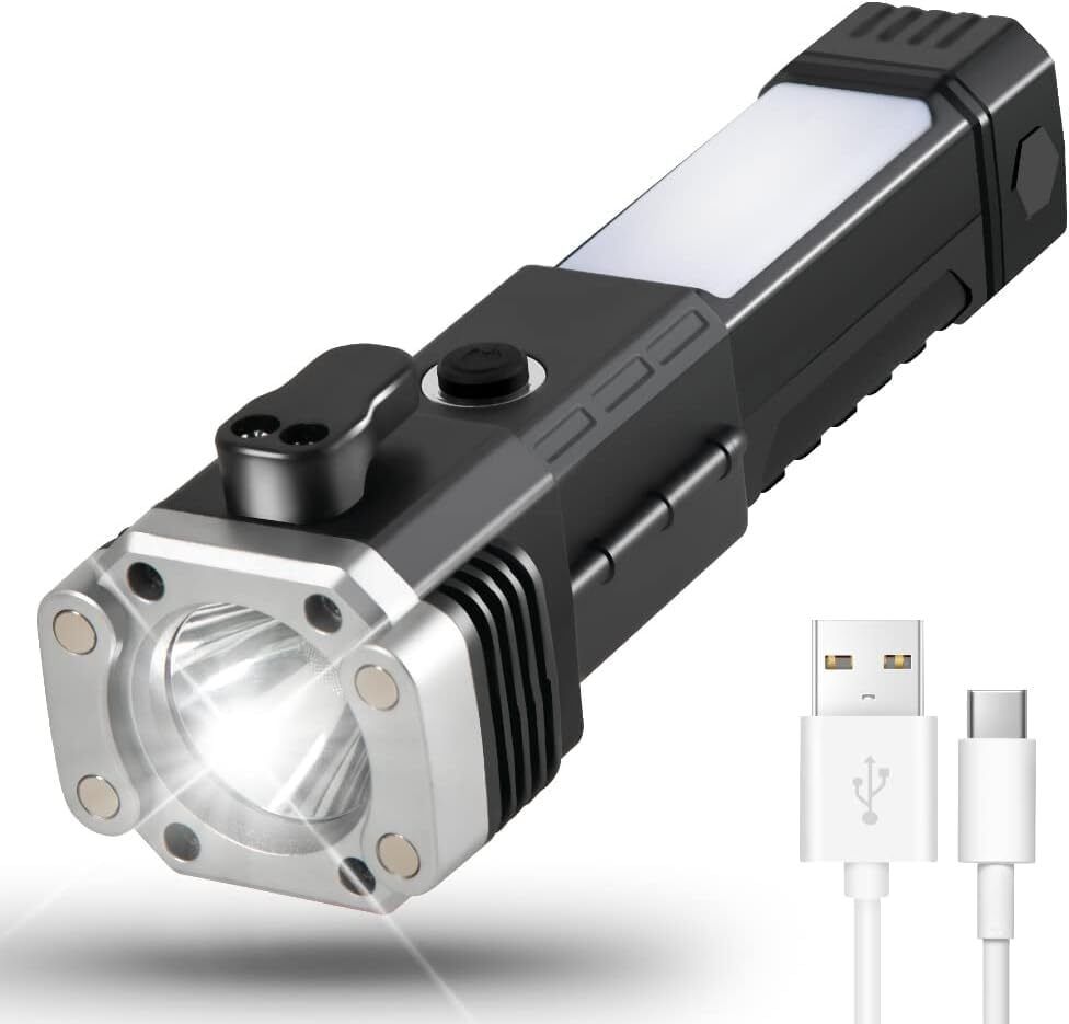 zakheza Rechargeable LED Torch, High Power Mini Flashlight for Camping & Emergency Black Plastic Table Lantern-picture-11