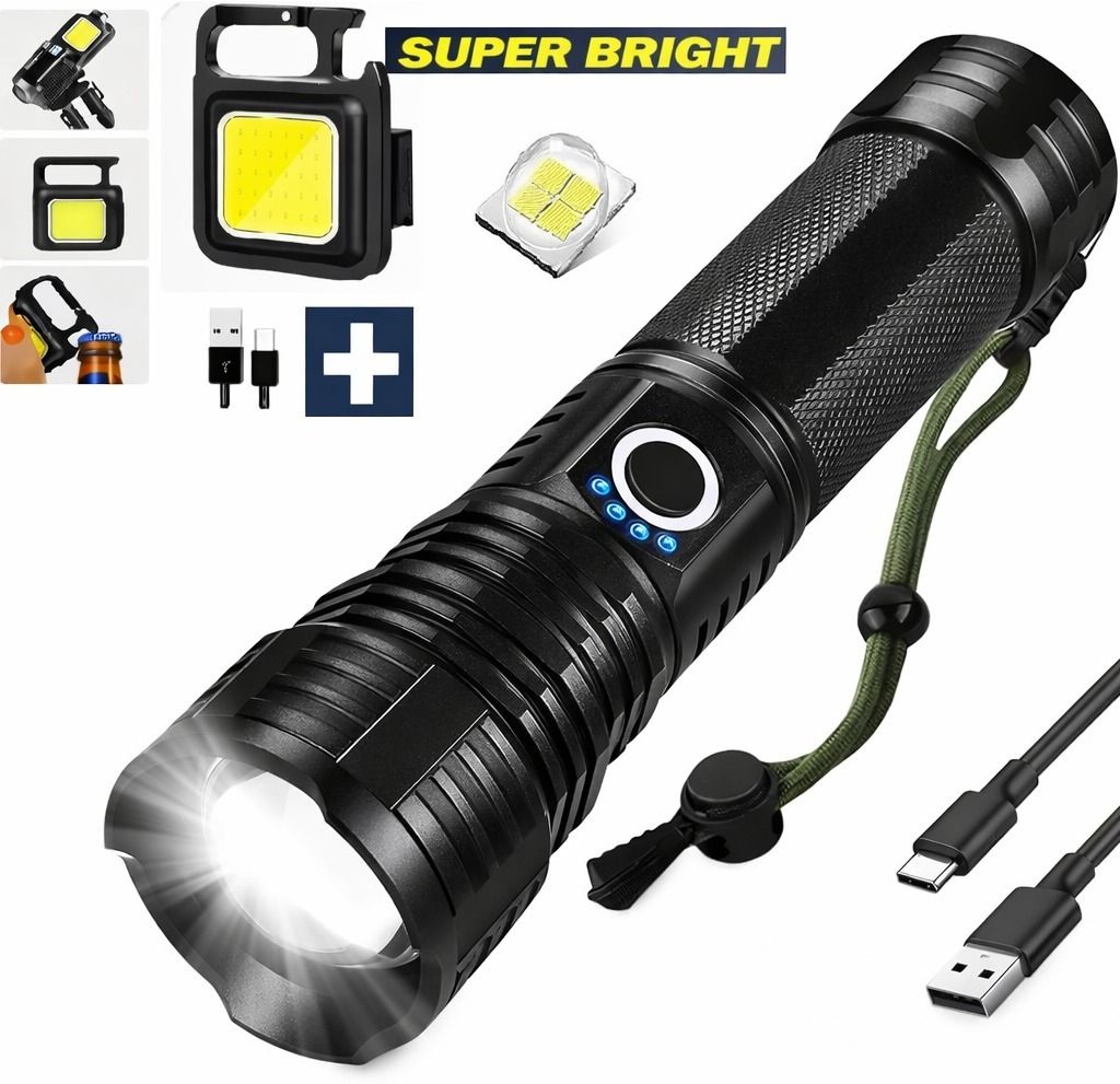 zeno volt 376+Keychain Rechargeable Led Metal Zoomable 5 Mode Flashlight/Torch Light 8 hrs Torch Emergency Light-picture-31