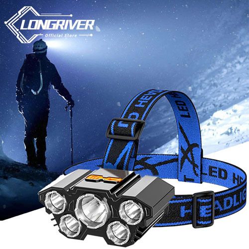 4 Modes 5 LED HEADLAMP Flashlight USB Rechargeable Torch-image-28