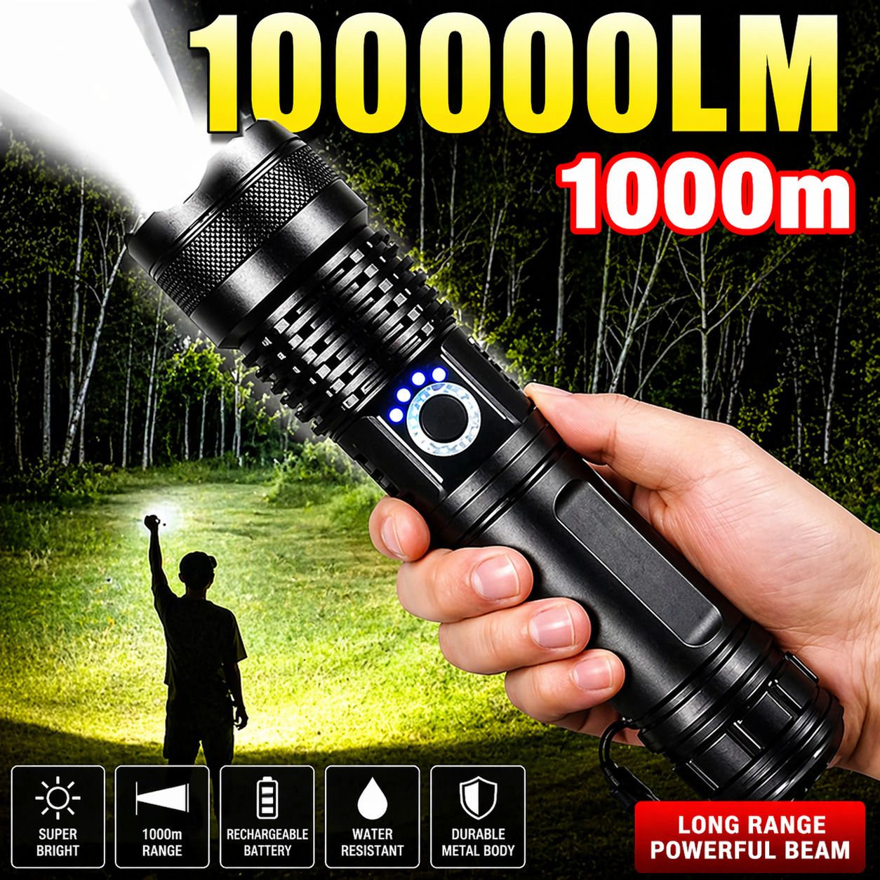 M983 Super Bright Torch Light with Adjustable Focus & Long Range 10 hrs Torch Emergency Light-image-40
