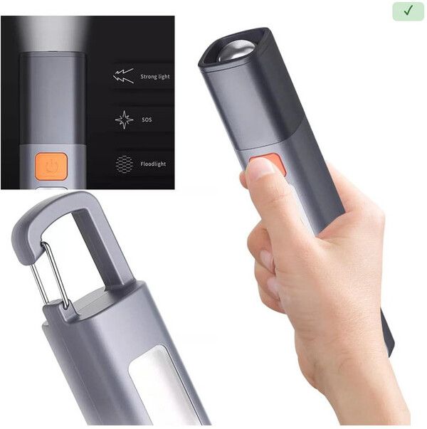 SHOPPEALL Zoomable Waterproof Torch with Side Light & Hook | Portable Handheld LED Torch1 Smart Sensor Light-image-27