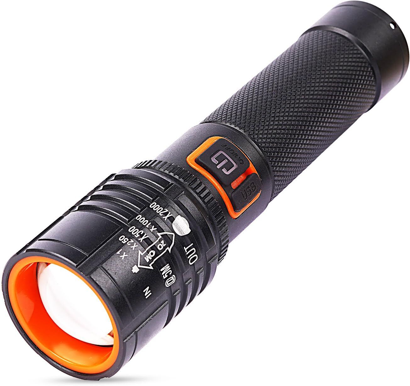LASER+COB RANGE XPE Flashlight Rechargeable Zooming METAL Light Torch-image-35