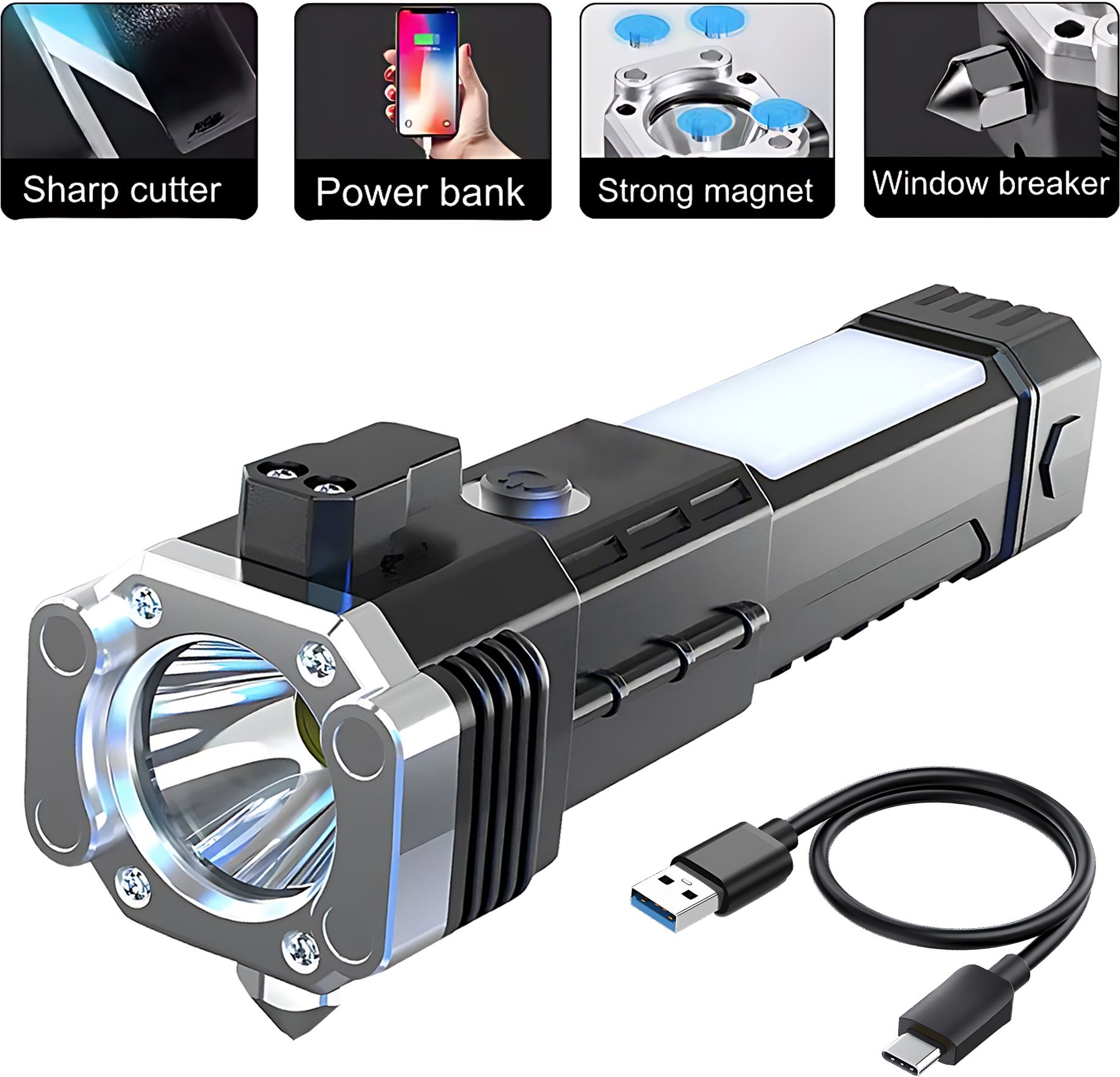 regals choice Waterproof Rechargeable COB LED Torch for Hiking Camping and Travel 2 hrs Torch Emergency Light-picture-16