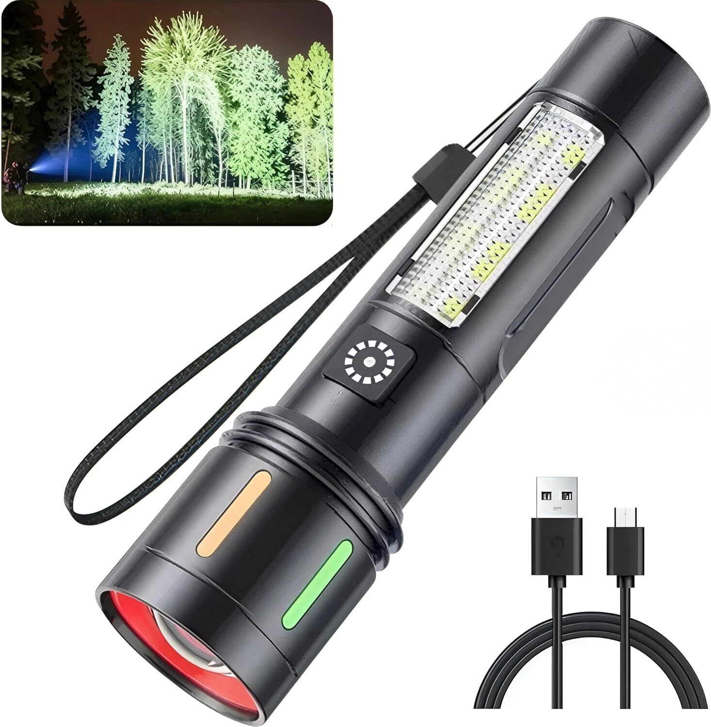 Portable Bright Led Laser Long Range Torch Light With Side Tube Emergency Torch-image-48