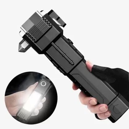 4Modes LED Torch+Hammer+Seat Belt Cutter+Power Bank 186 12 hrs Torch Emergency Light-image-44
