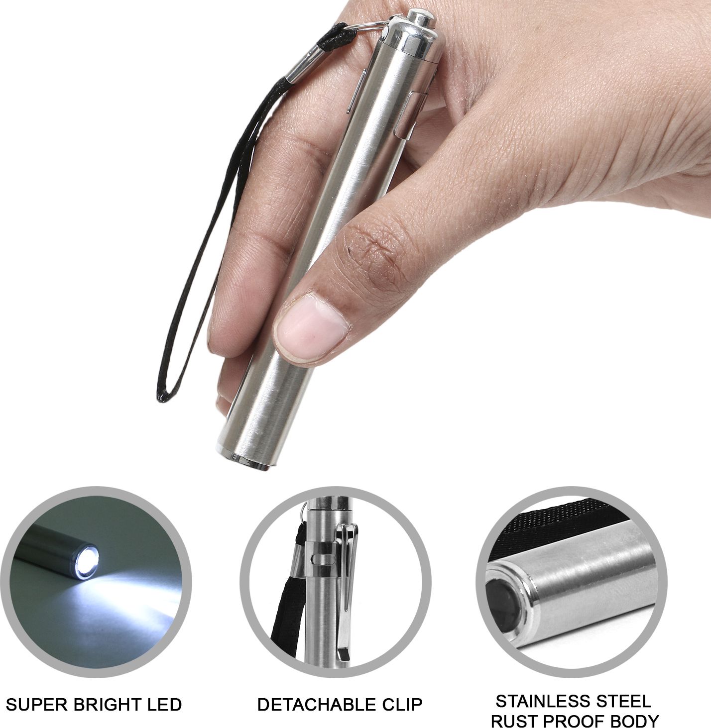 Surgical Pen Light Medical for Nursing Students Doctors Stainless Steel Mini Torch-image-29
