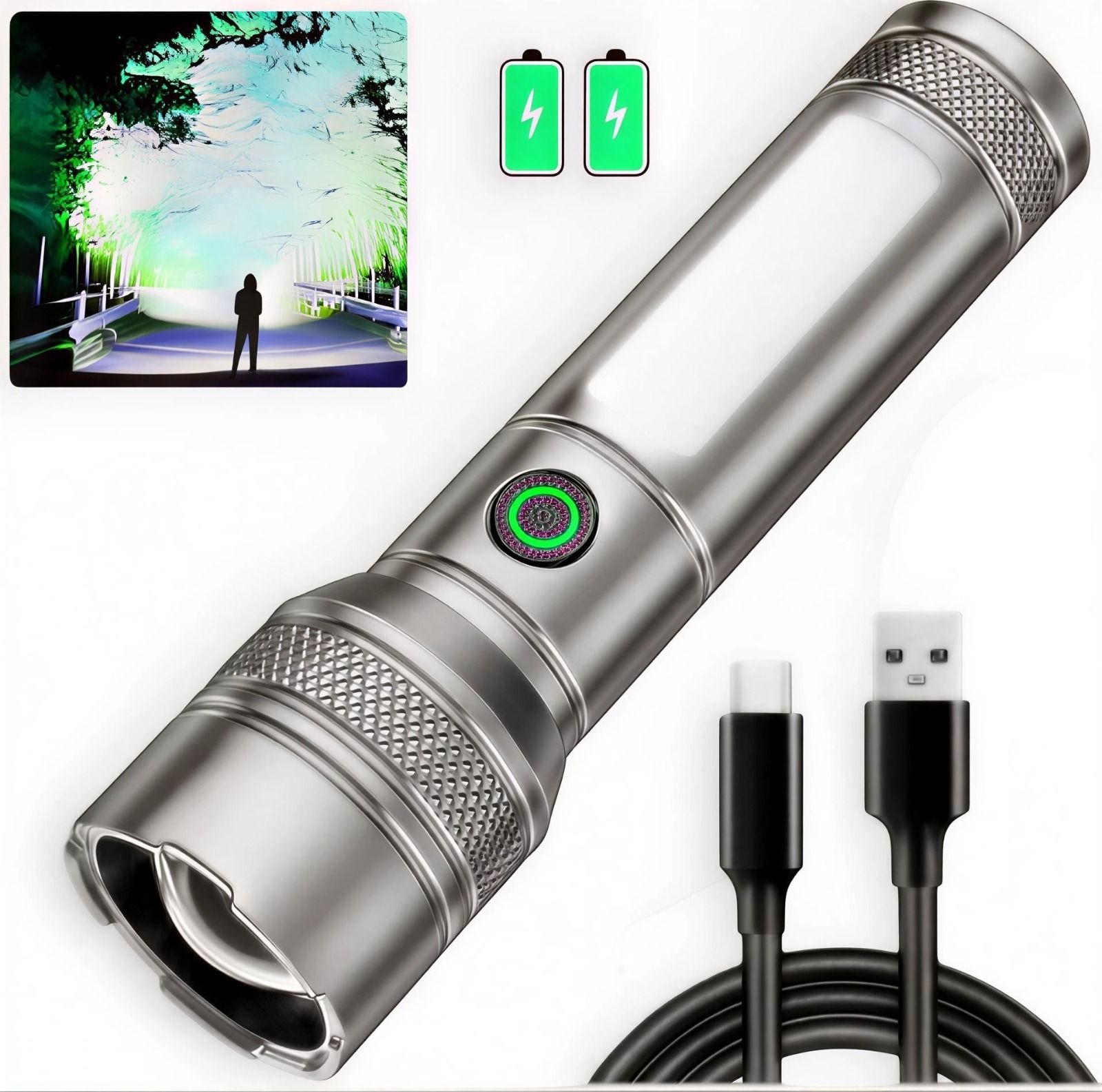 M15 (ZOOMABLE METAL)5 Modes Flashlight, Super Bright Cree T6 LED Light Torch-image-43