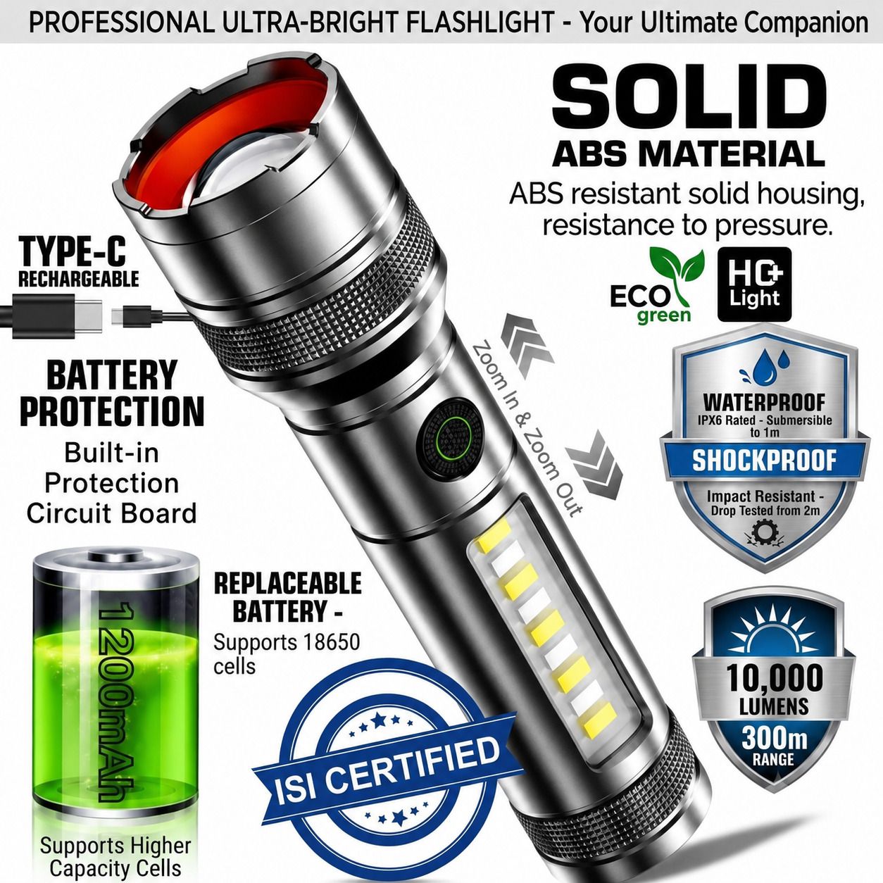 M15 Tactical LED Flashlight 6 hrs Torch Emergency Light-image-48