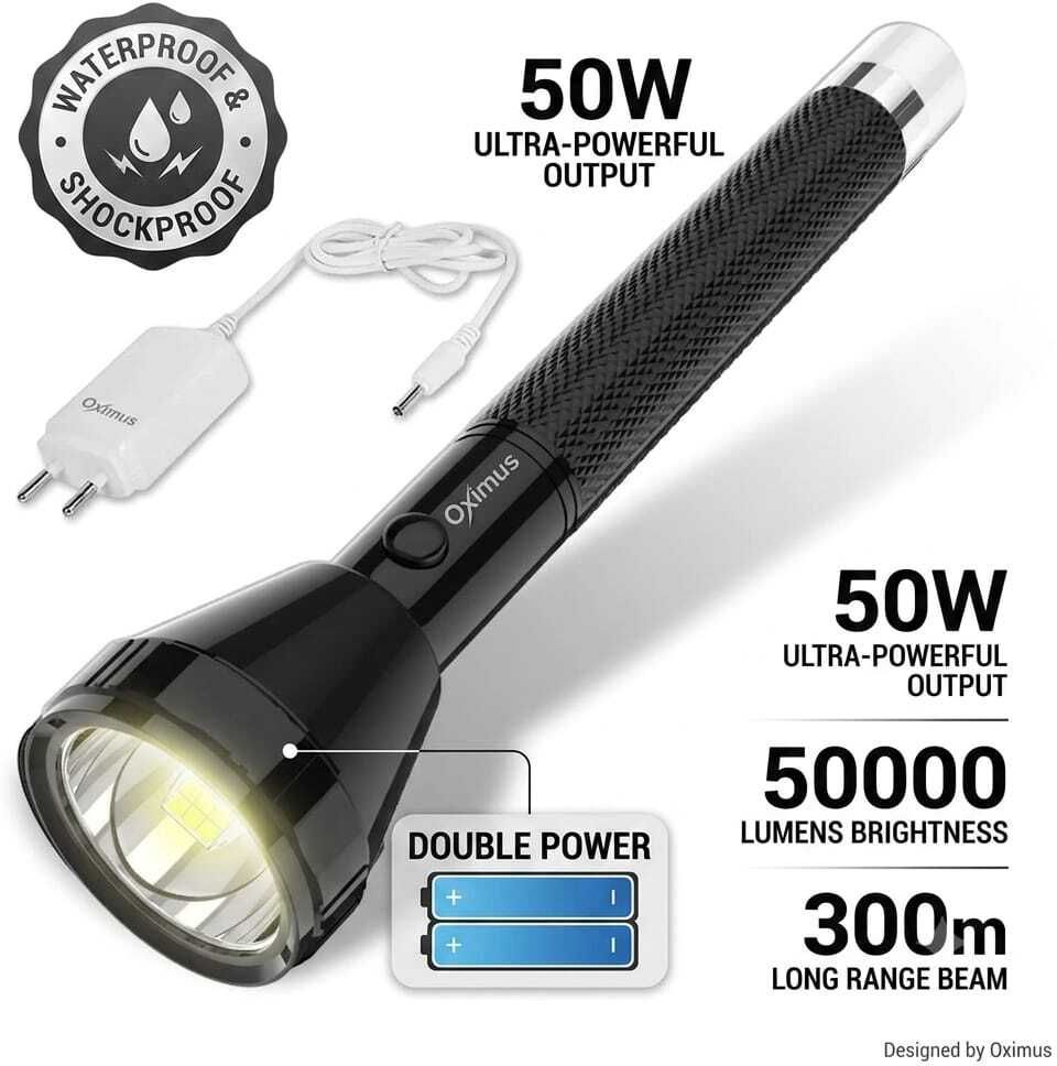oximus Heavy Duty LED Flashlight | 50W High Output Long Range 50000 Lumens Torch-picture-32