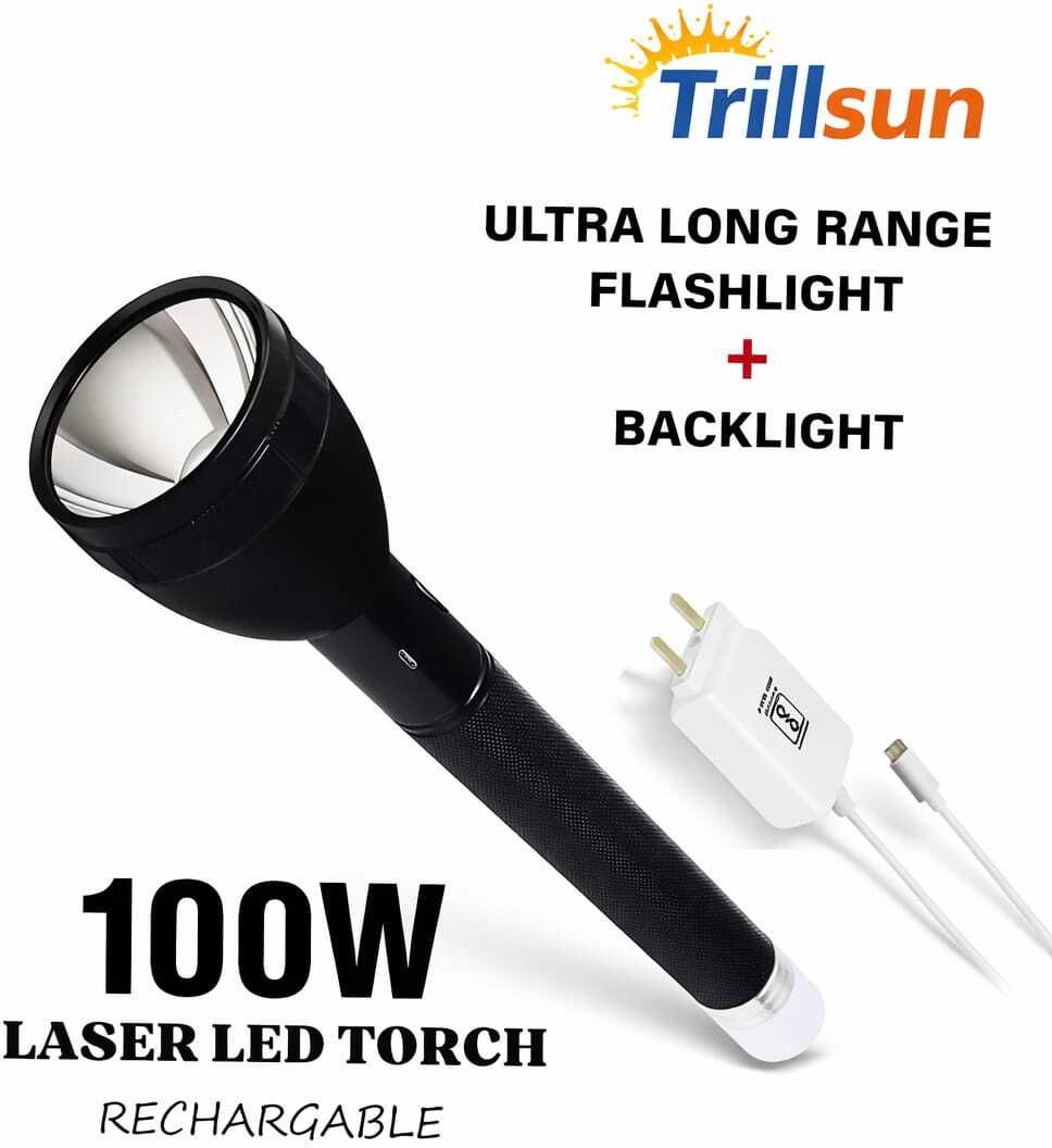 100W Rechargeable Long Range torch with Tail Light emergency Floor Lamp 12 hrs Torch Emergency Light-image-9