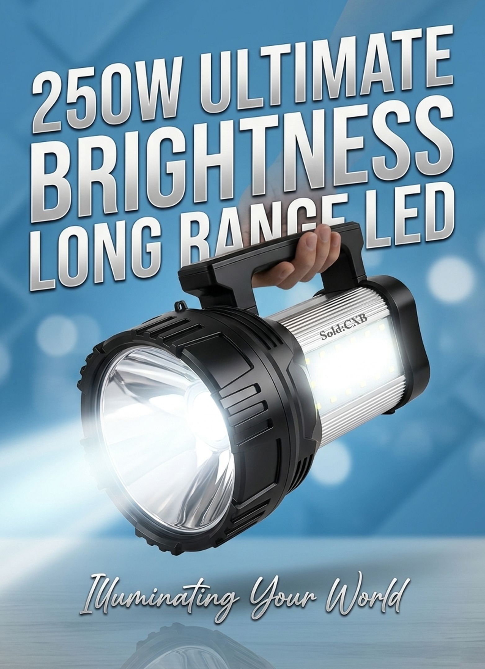 6000mAh Battery 250W Jumbo LED Charging Torch 3 KM Long Range Blinker Light 24 hrs Torch Emergency Light-image-16