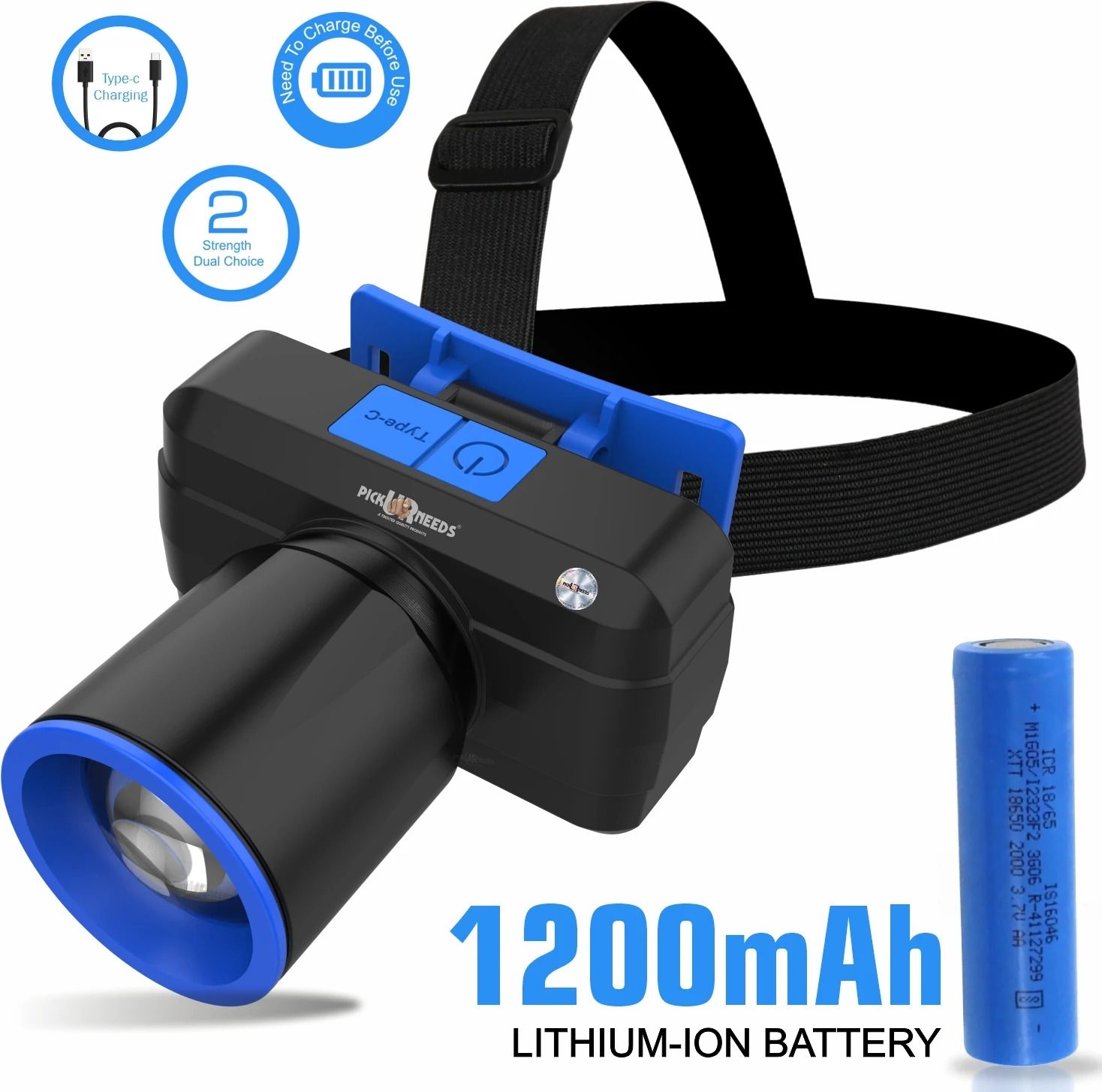 Rechargeable Emergency 100W Laser Headlamp 3 LED Mode Zoomable 1200mAh Battery Torch-image-5
