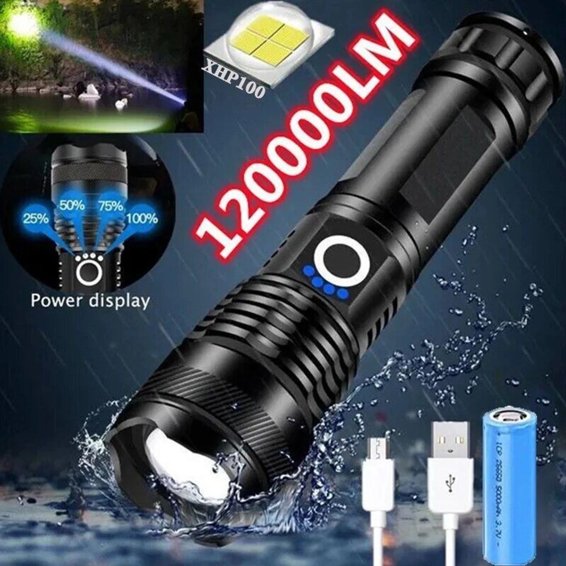zimork 983 Torch Light High Power Rechargeable, IP67 Waterproof Led Charging 8 hrs Torch Emergency Light-picture-23