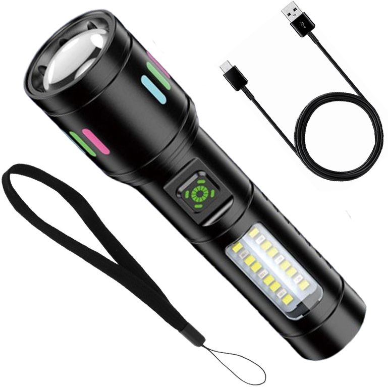 Aluminum Alloy Torchlight Camping Torch Zoomable Rechargeable Type C Torch-image-11
