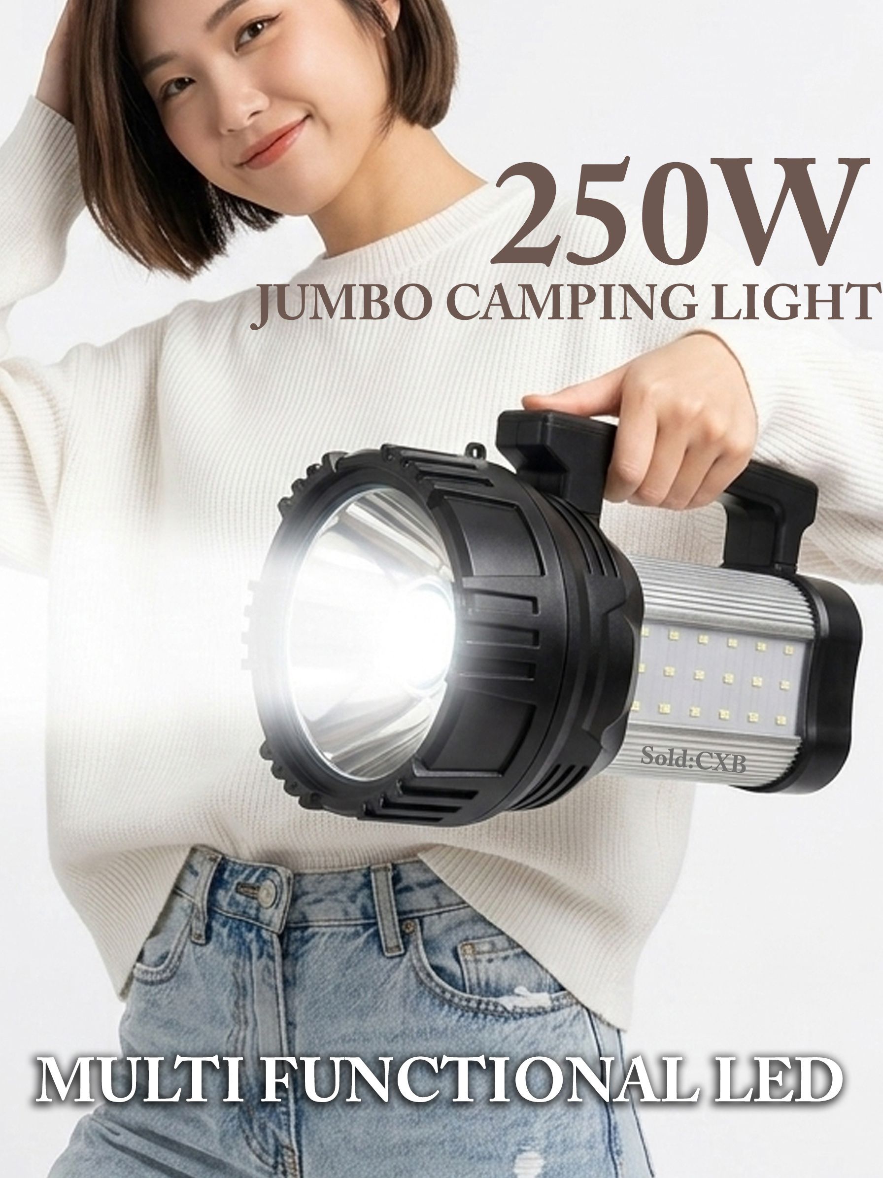 250w jumbo kisan bright light torch 3 km long range blinker 4 mode function LED 24 hrs Torch Emergency Light-image-8