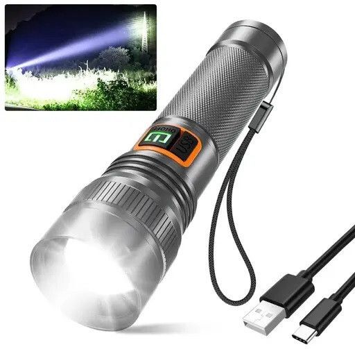 High Power Torch with Zoomable Metal body 5 Mode Flashlight Rechargeable Torch-image-40