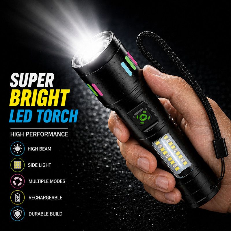 Professional Outdoor Torch Features High Performance LED And Wide Side Light 5 hrs Torch Emergency Light-image-39