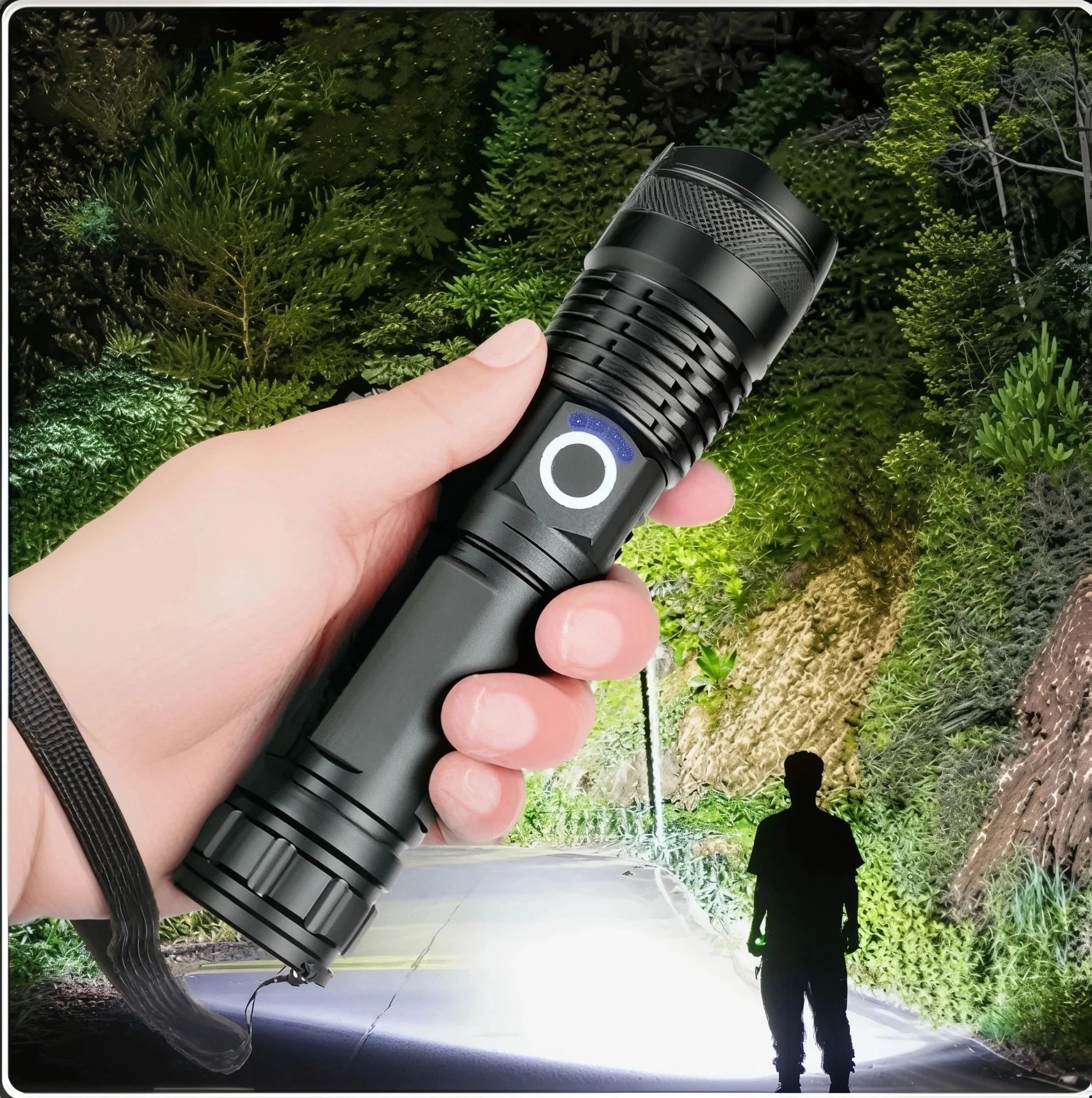 X173 M983 (ZOOMABLE METAL LED TORCH)5 Modes Flashlight, Super Bright Torch-image-15