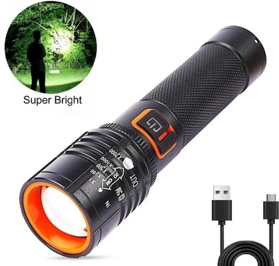 035 Zoomable LED Metal Troch 4 Modes Flashlight, Super Bright LED Emergency-94 Torch-image-46