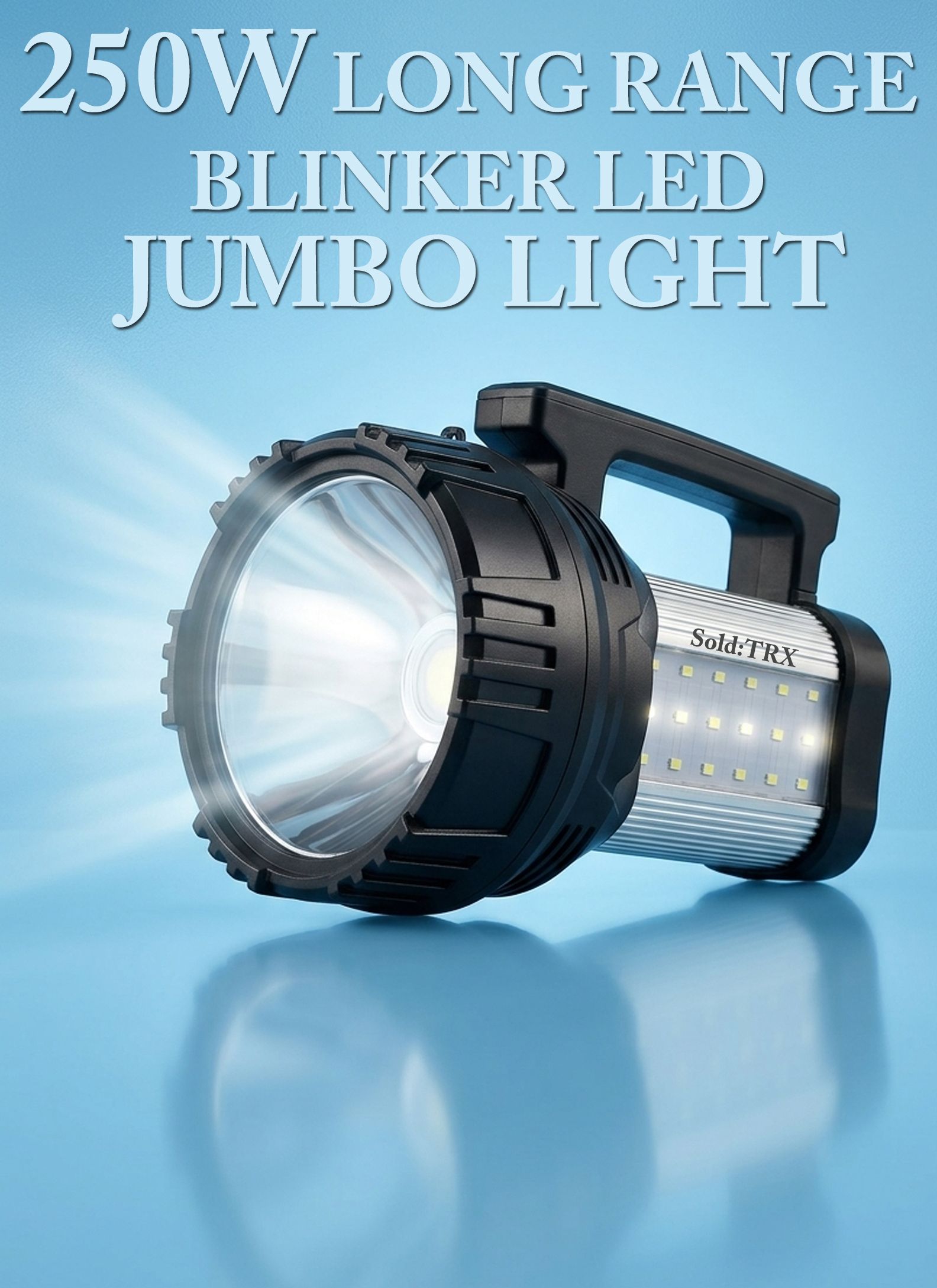 trx 250W Jumbo Blinker LED Multi Mode Charging Torch 3 KM Long Range Super Bright 18 hrs Torch Emergency Light-picture-4
