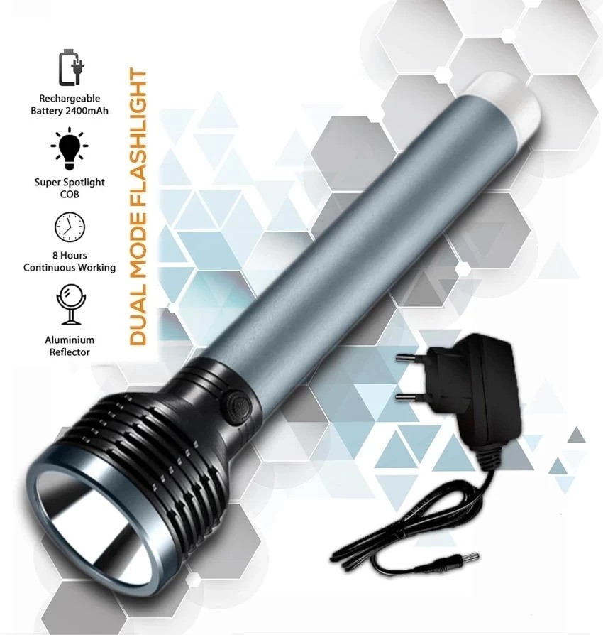 zeno volt Big Rock light RK9051 3 W emergency torch light rechargeable metal torch Torch image 1