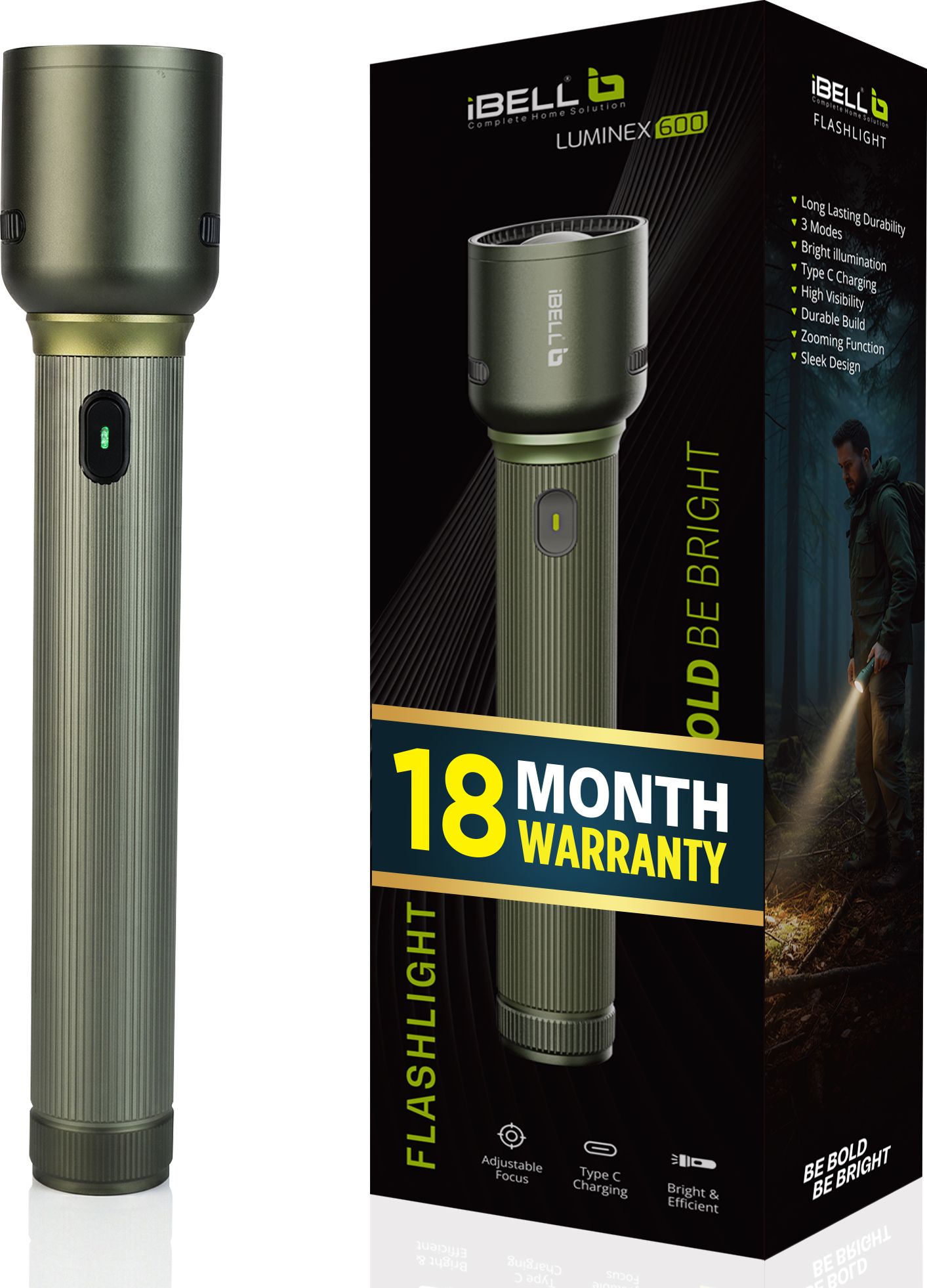ibell LUMINEX 600 Rechargeable Torch Light, 6000 mAh Flashlight,3 Light Modes,Zoomable Torch-picture-18