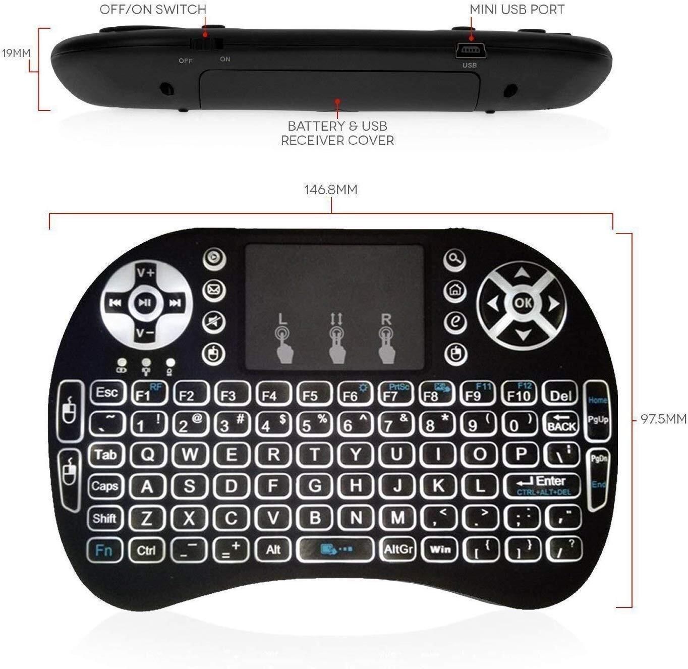 Viraan Wireless Keyboard with Touchpad for Android TV Bluetooth Handheld Multi-device Keyboard Compatible with Laptop-image-43