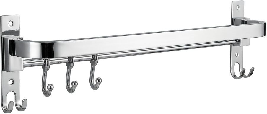 24 Inch Stainless Steel Folding Towel Rack with Hooks Wall Mount Silver Towel Holder-image-27