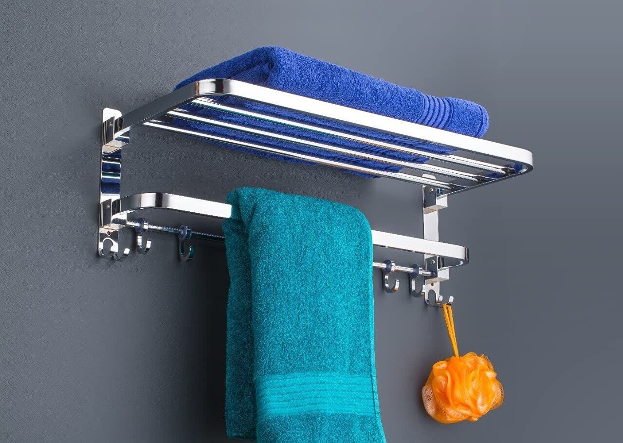 304 Grade 24 Inch Stainless Steel Dual Folding Towel Rack Silver Towel Holder-image-46