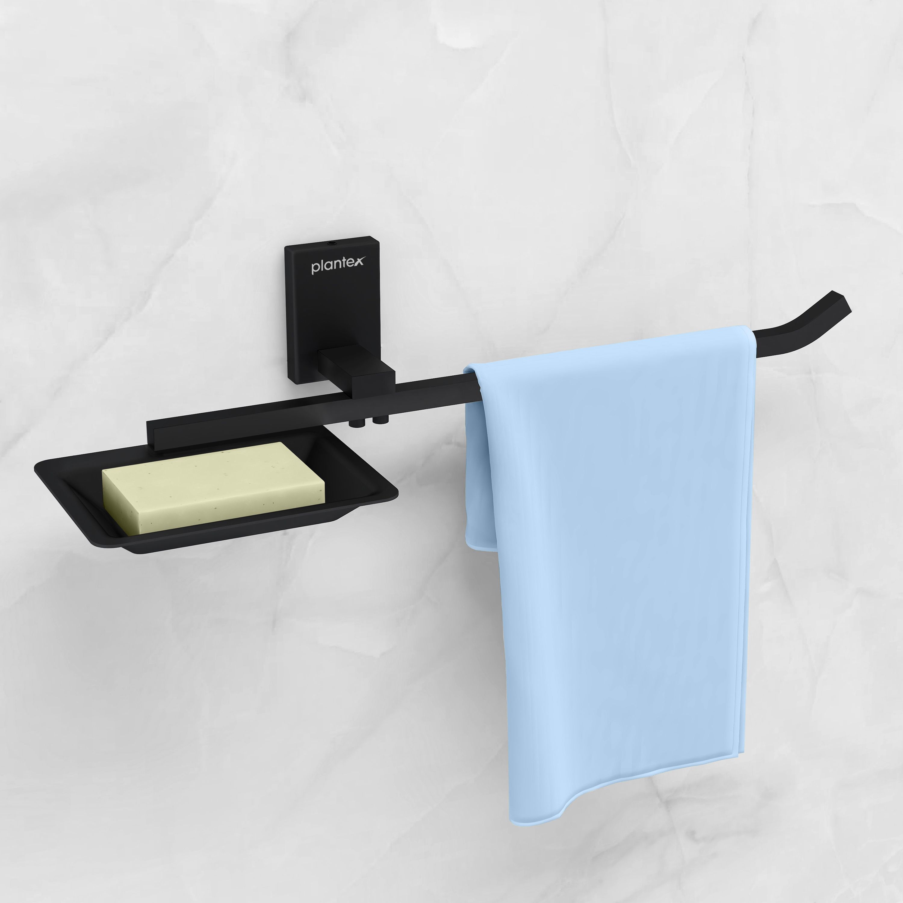 Crystal 304 Grade Stainless Steel Soap Dish with Napkin Ring/Soap Stand Black Towel Holder-image-3