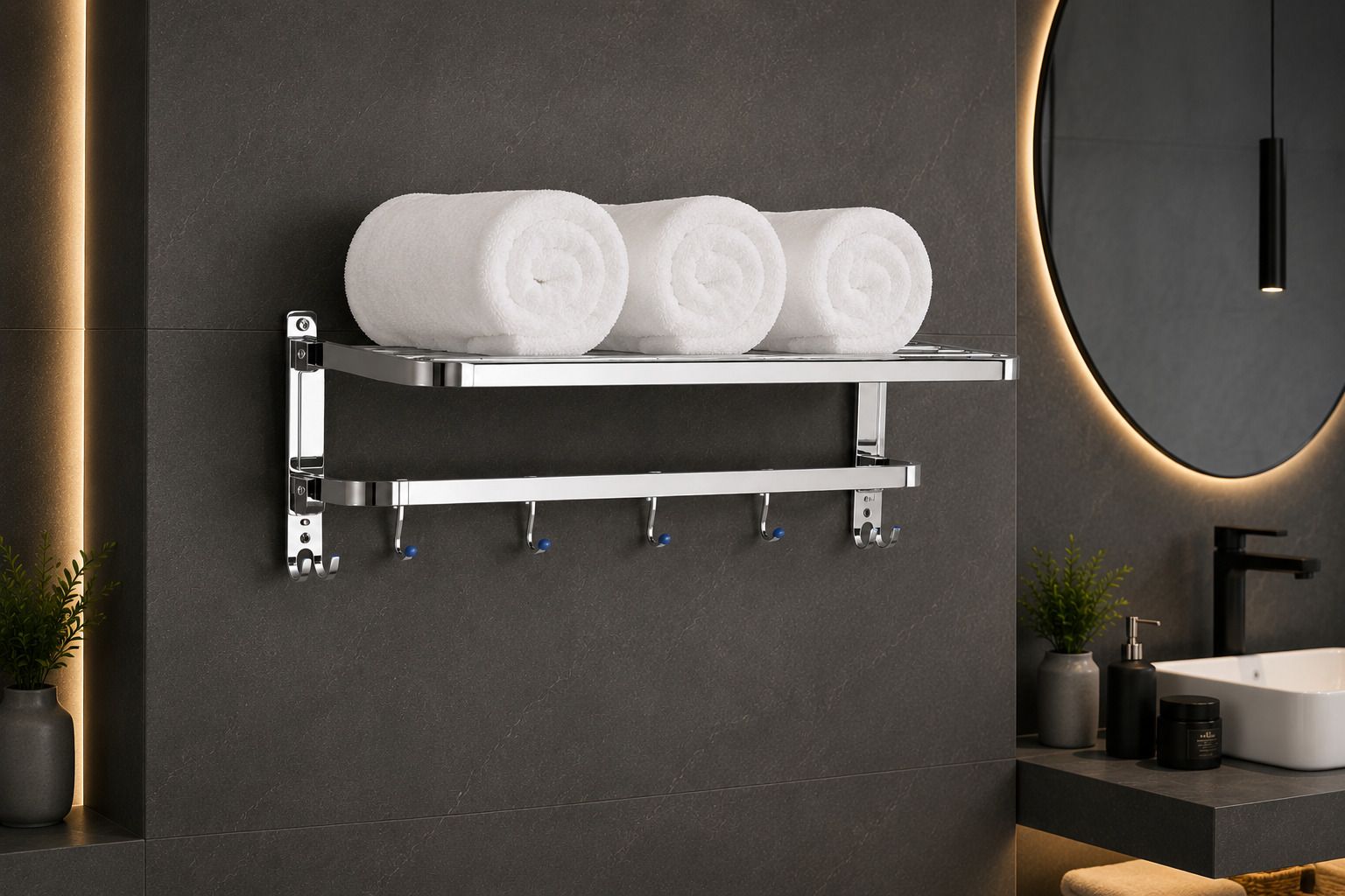 DL-161 FOLDING TOWEL RACK 24" STEEL Towel Holder-image-21