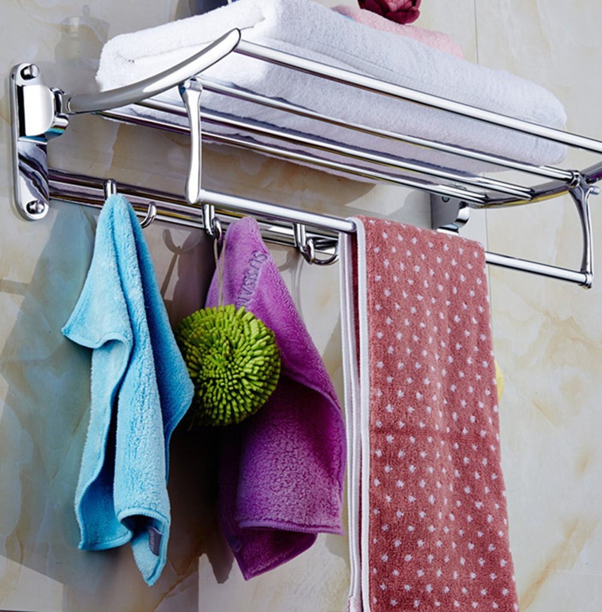 adonz Latest Silver Antique 24 Inch Aluminum Folding Towel Rack Bathroom/Folding Towel Silver Towel Holder-picture-35