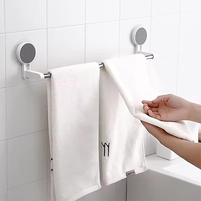 Towel Holder in Bathroom/Towel Rod for Bathroom/Hangers for Clothes Silver & White ✅ Towel Holder-image-32