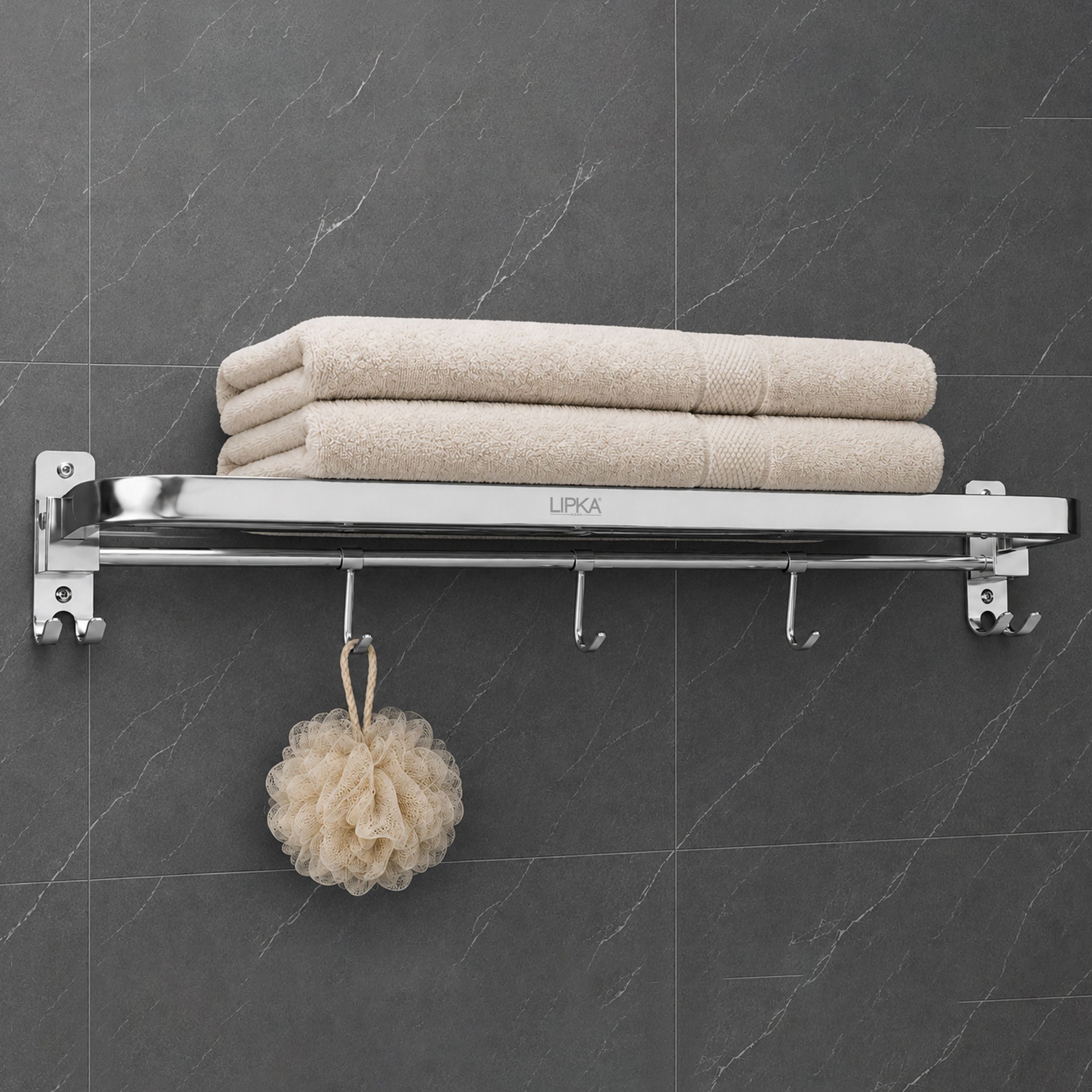 lipka Foldable Towel Rack Stainless Steel Towel Holder for Bathroom|Towel Shelf Hanger Silver Towel Holder-picture-30