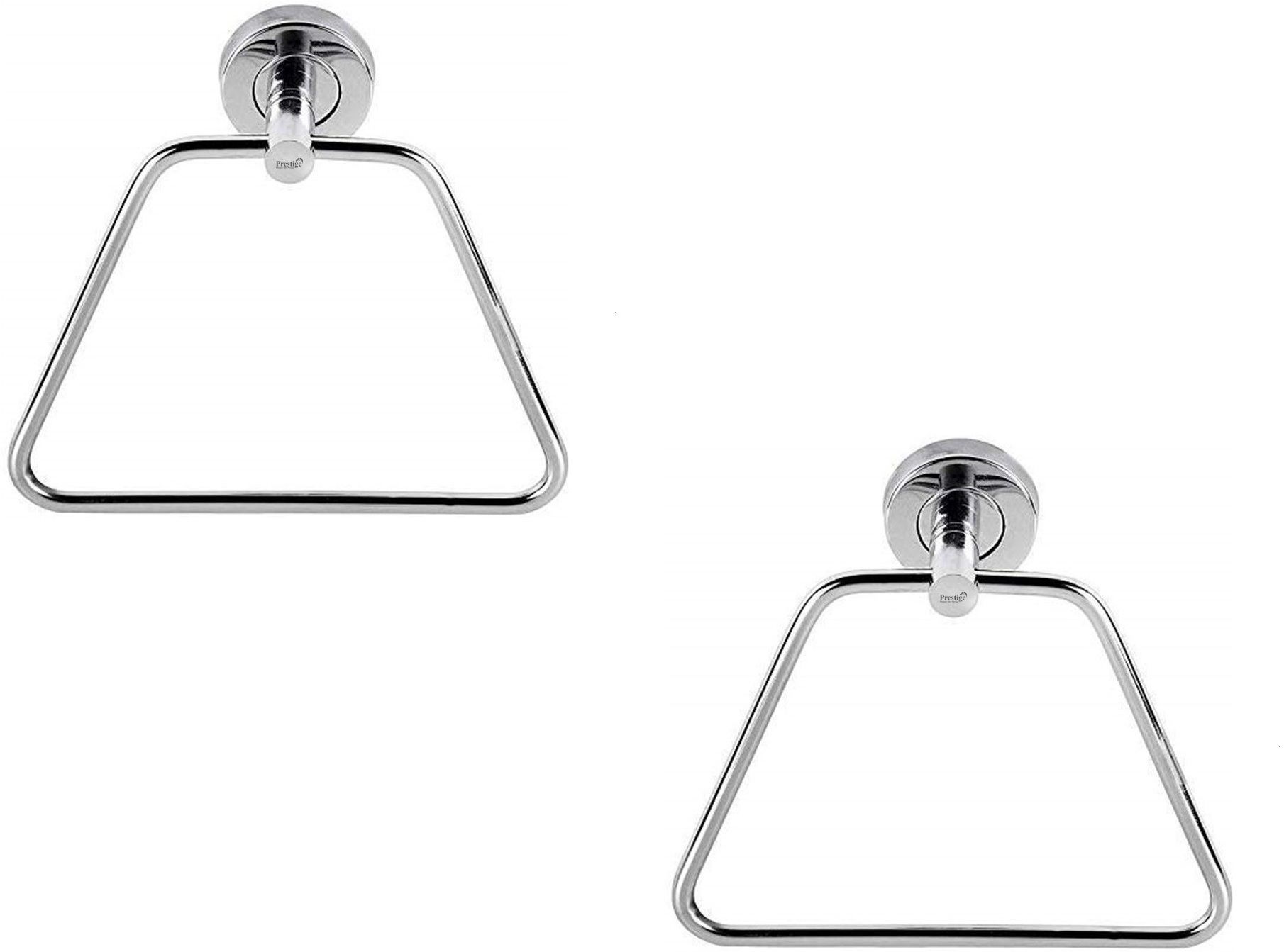 prestige Premium Quality Stainless Steel trapzee Shape Towel Ring Holder set of 2 Silver Towel Holder (Stainless Steel) SILVER Towel Holder-picture-40