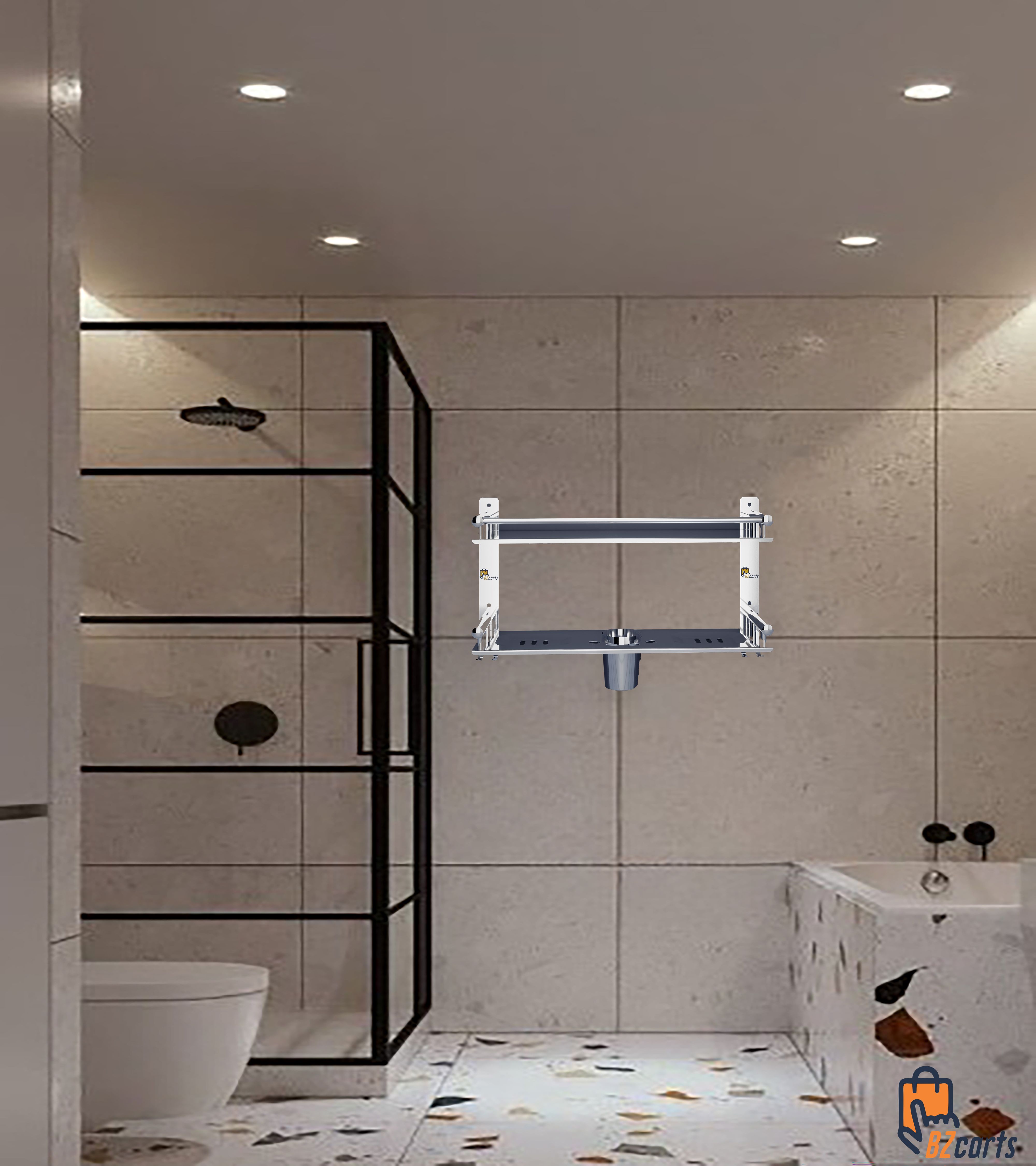 2 Layer Bathroom Stand | Towel Hanger for Bathroom | Bathroom Accessories Steel Towel Holder-image-5