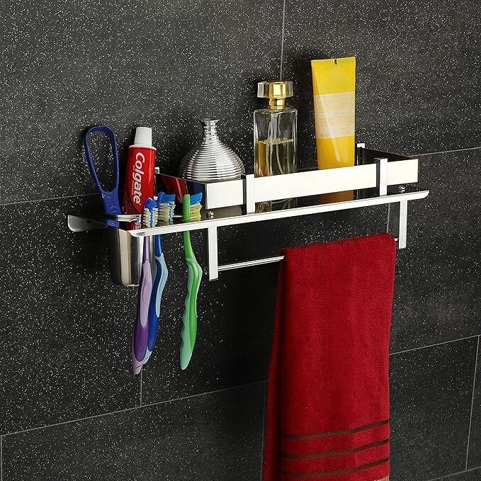 Multi use Rack Bathroom Shelf/Kitchen Shelf/Bathroom Accessories silver Towel Holder-image-24