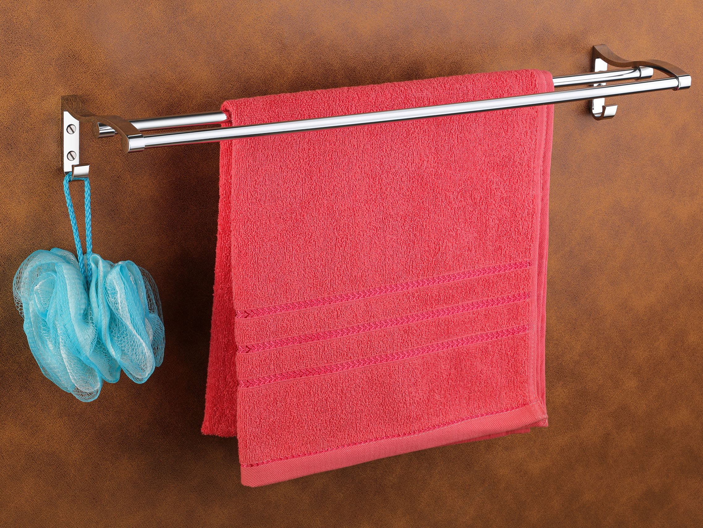 304 Steel Bathroom Rack wall shelf Towel Rod with Hooks for Bathroom(24 Inch) Stainless Steel Wall Shelf-image-40