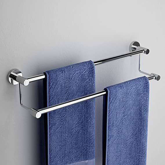23 Inch Wall Mounted SS Towel Rod, Racks, Bar, Hanger For Bathroom Accessories Silver Towel Holder-image-1