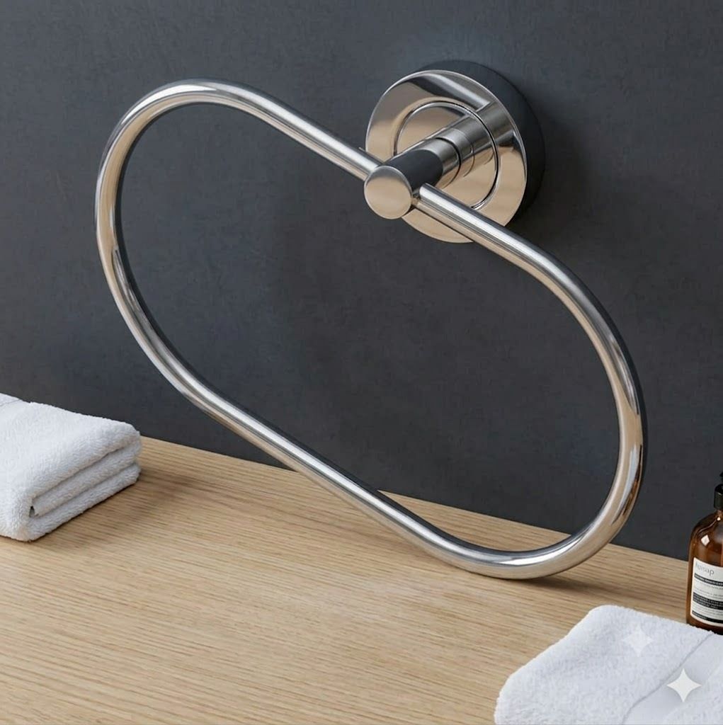 Stainless Steel Capsule Towel Ring – Rustproof Wall Mounted Napkin & Hand silver Towel Holder-image-15