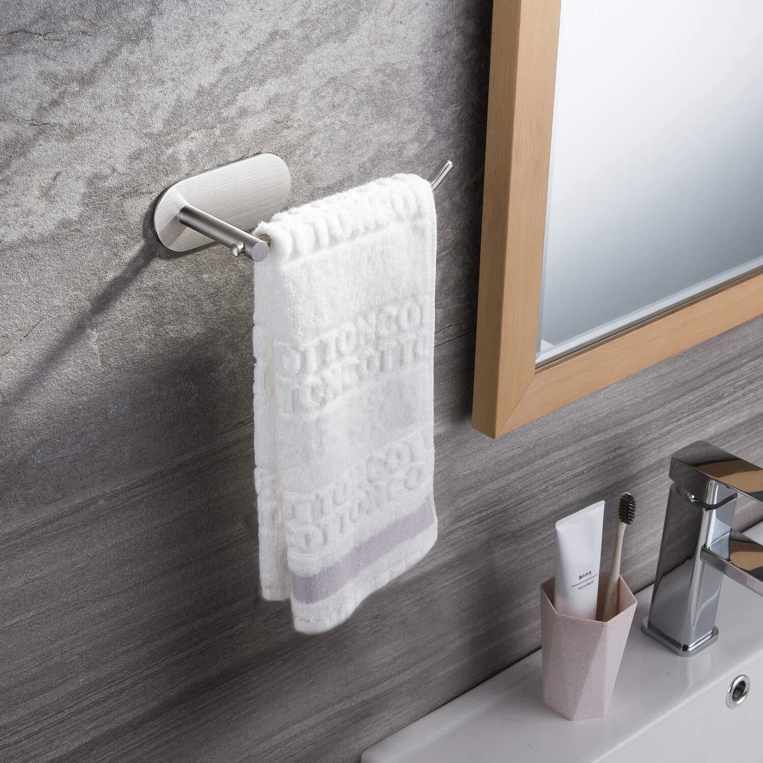 pegacorn Self Adhesive Stainless Steel Towel Holder for Bathroom , Accessories (Satin). 8.66 inch 1 Bar Towel Rod-picture-5