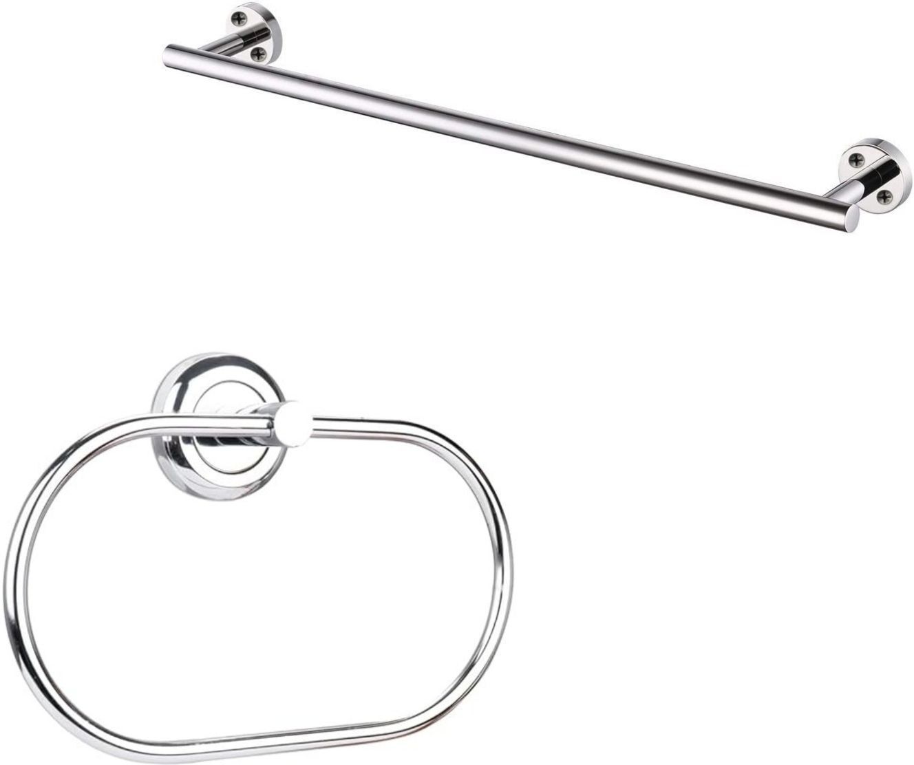 radha shines SS Chrome Towel Rod & Ring Combo / Wall Mounted / Towel Holder Combo Set silver Towel Holder-picture-47