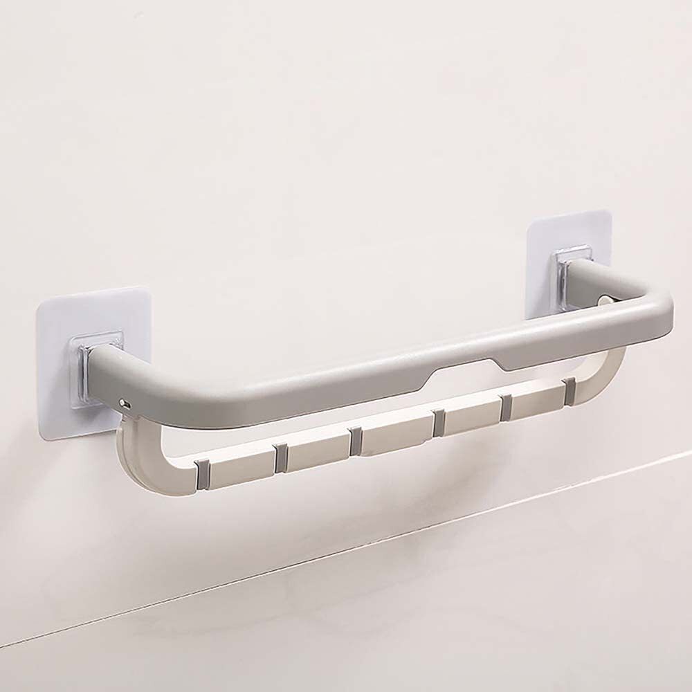 Wall Mounted Double Bar Towel Holder with Hook Grey Towel Holder-image-38