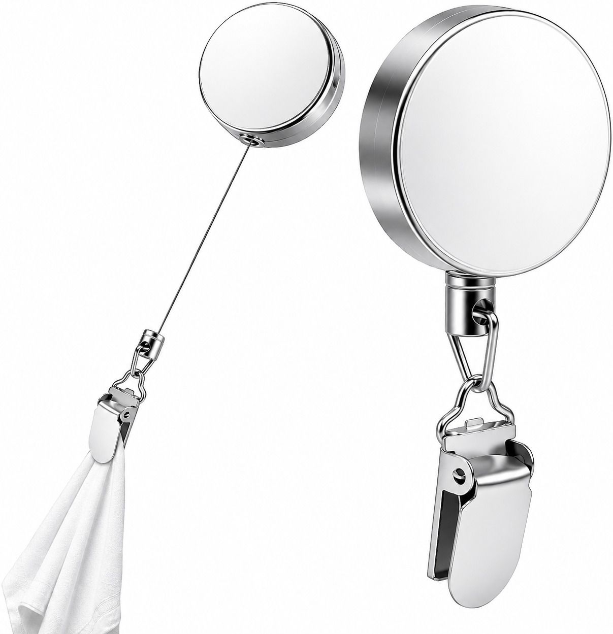 Retractable Towel Holder with Clip, Self Adhesive Wall Mounted Hand Towel Hanger Silver Towel Holder-image-21
